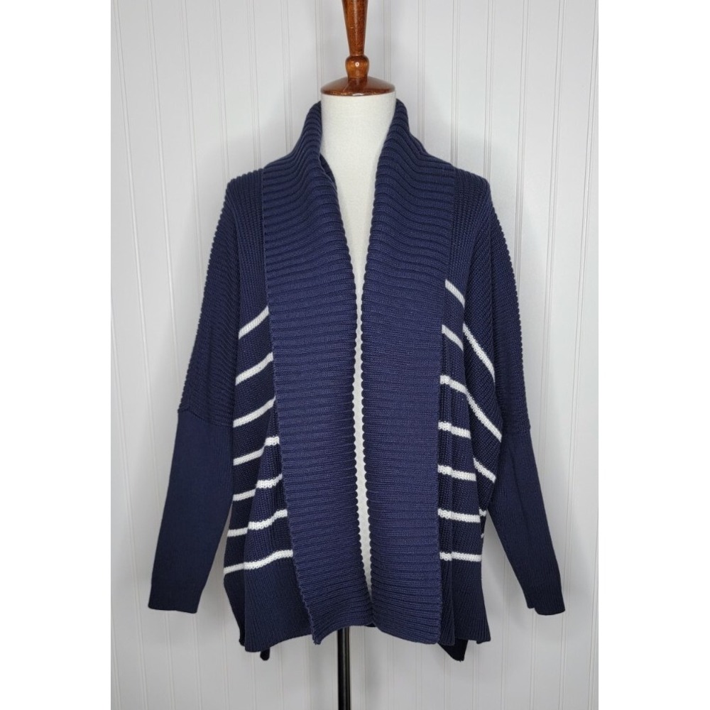 Athleta Cozy Wrap Cardigan Open Front Relaxed Fit Women's Size Medium Navy Blue